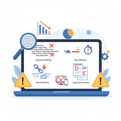 ۵ اشتباه رایج سئو که باعث سقوط رتبه سایت شما می‌شود