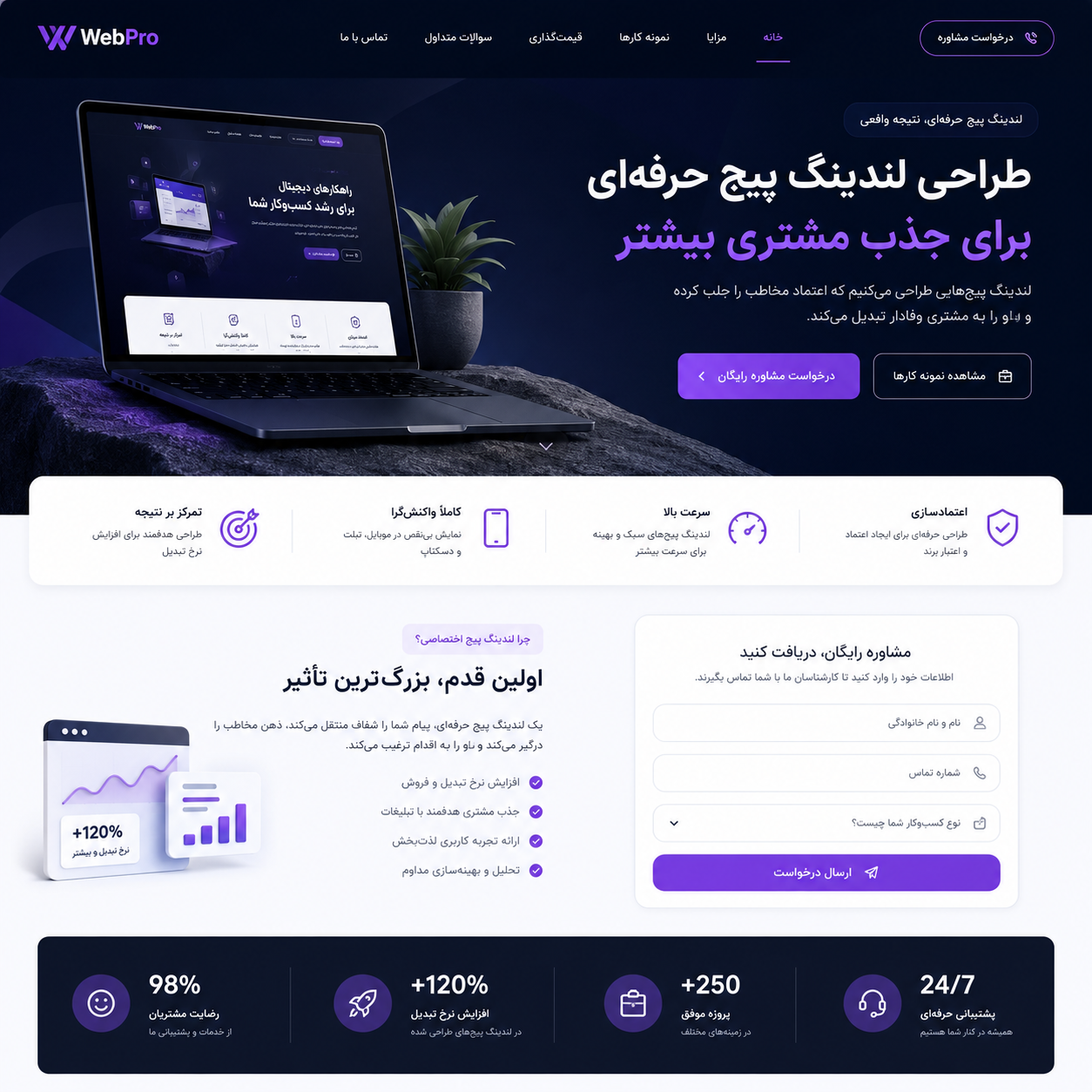 طراحی لندینگ پیج حرفه‌ای برای جذب مشتری بیشتر